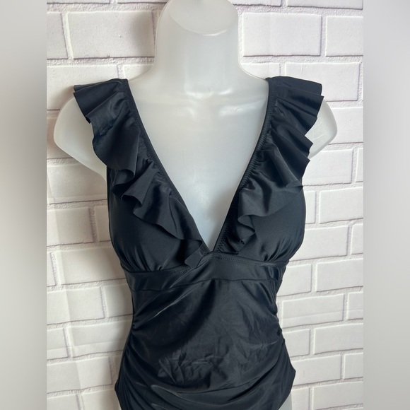 CUPSHE Women's Ruffled One Piece Swimsuit V Neck Lace Up/size M - Picture 5 of 14